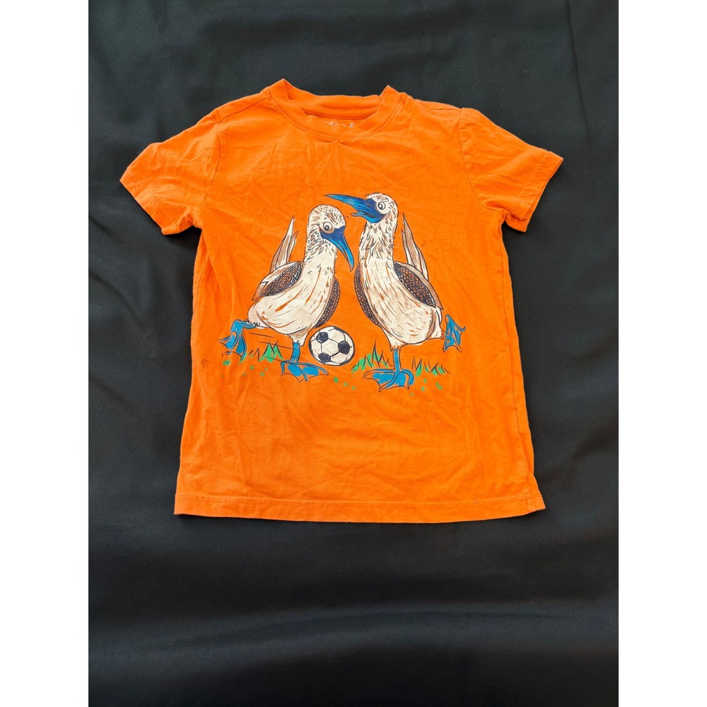 Cat & Jack Boys Orange Blue-Footed Booby Soccer Graphic Tee Shirt Size S 6/7